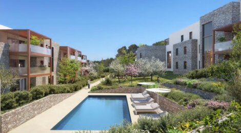 Programme immobilier neuf LA DANSE DES PINS - Saint-Clément-de-Rivière : logements neufs sécurisés et verdoyants avec piscine chauffée (34980) - Référence : 15114