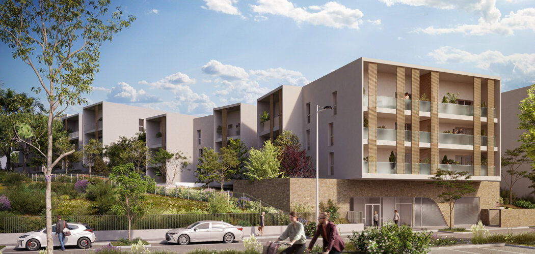 Programme immobilier neuf Les CINQ SENS - Béziers : logements neufs sécurisés et verdoyants proche des commodités (34500) - Référence : 15092