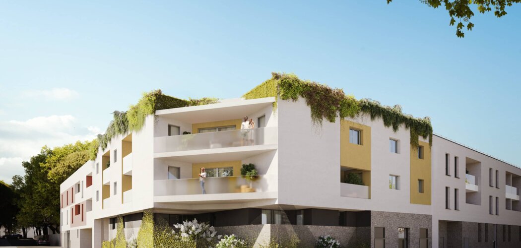Programme immobilier neuf BLANC COTON - Castelnau-le-Lez : logements neufs près du tramway 2, cadre verdoyant et bornes électriques (34170) - Référence : 8567