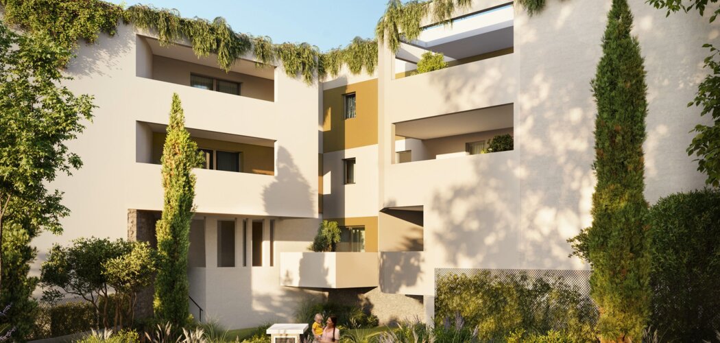 Programme immobilier neuf BLANC COTON - Castelnau-le-Lez : logements neufs près du tramway 2, cadre verdoyant et bornes électriques (34170) - Référence : 8567